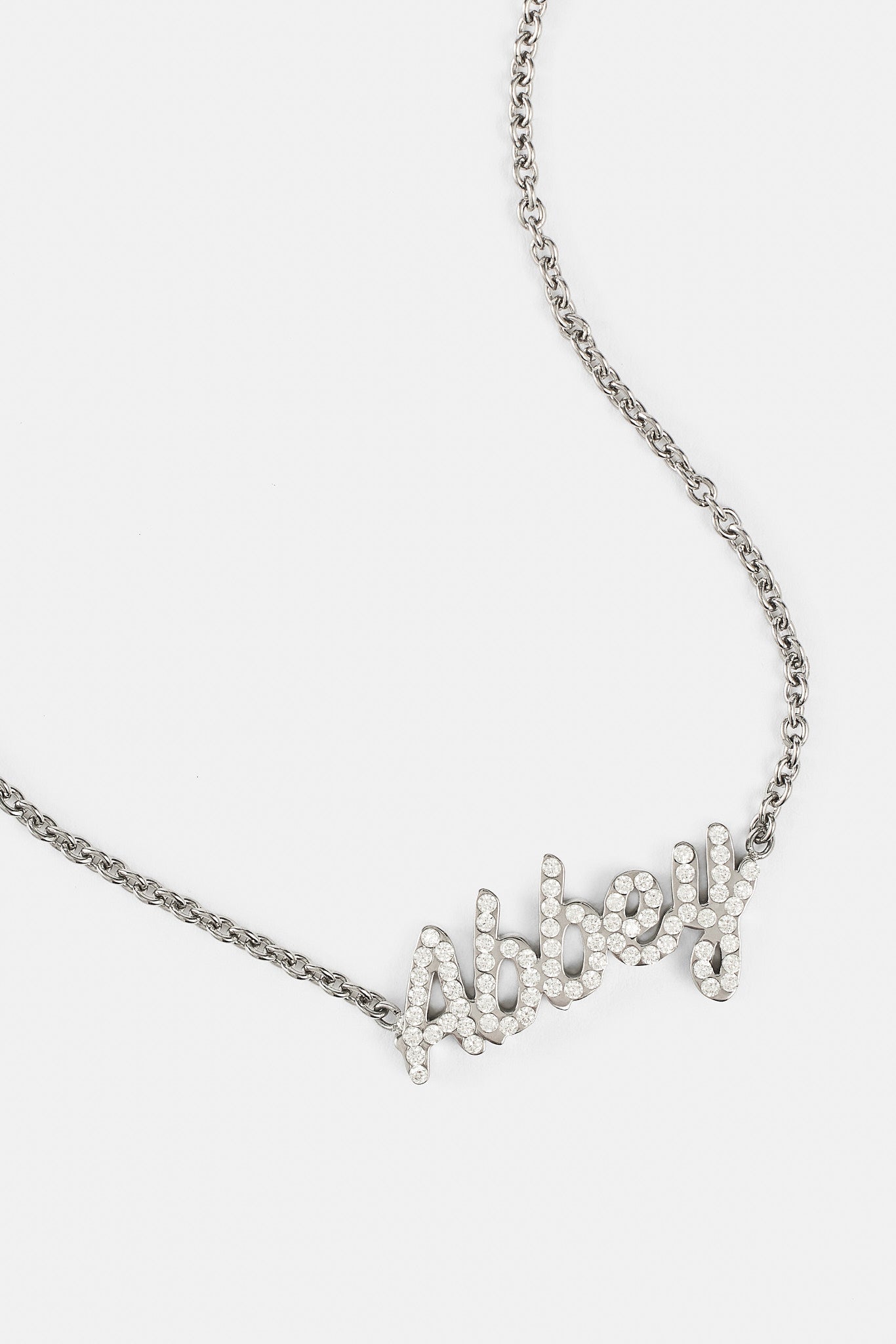 Iced Font Name Necklace - White